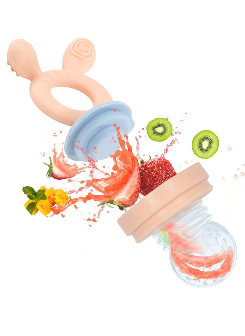 ORiTi Baby Fruit Food Feeder Pacifier, 2-in-1 Fresh Food Feeder & Teething Toys for Baby 3 Months +, 4 Pcs (2/M + 2/L) Silicone Pouches Included, BPA Free  - Image 2