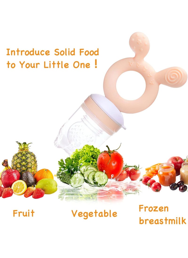 ORiTi Baby Fruit Food Feeder Pacifier, 2-in-1 Fresh Food Feeder & Teething Toys for Baby 3 Months +, 4 Pcs (2/M + 2/L) Silicone Pouches Included, BPA Free  - Image 3