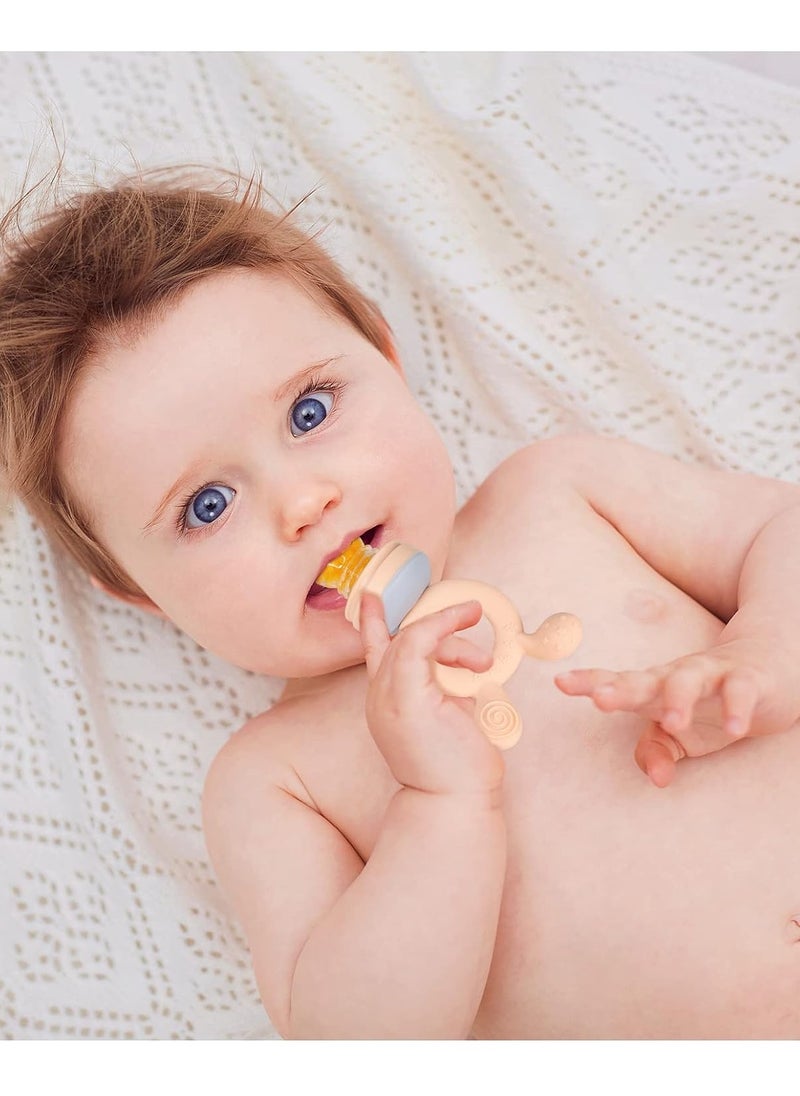 ORiTi Baby Fruit Food Feeder Pacifier, 2-in-1 Fresh Food Feeder & Teething Toys for Baby 3 Months +, 4 Pcs (2/M + 2/L) Silicone Pouches Included, BPA Free  - Image 4