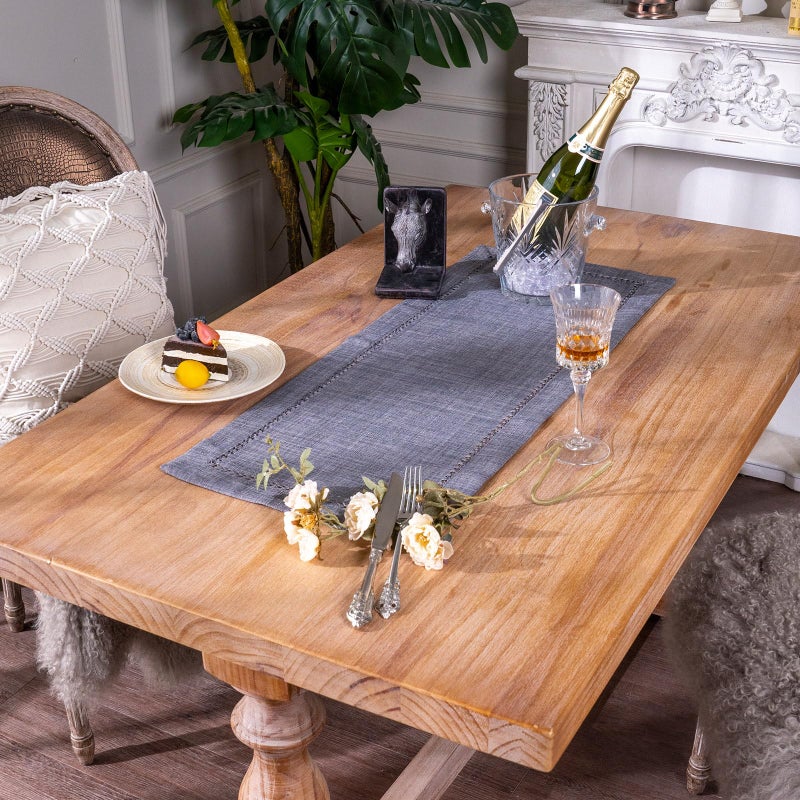 ARTABLE Lace Table Runners Rope Embroidery Dresser Scarf Retro Classic Pattern Flowers Natural Fabric Coffee Table Vintage Wedding Home Garden Holiday (Grey-3, 16 x 36 Inch) - Image 2