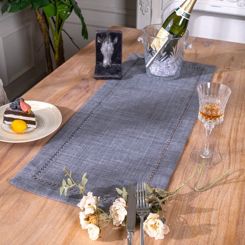 ARTABLE Lace Table Runners Rope Embroidery Dresser Scarf Retro Classic Pattern Flowers Natural Fabric Coffee Table Vintage Wedding Home Garden Holiday (Grey-3, 16 x 36 Inch) - Image 1