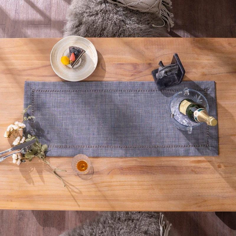 ARTABLE Lace Table Runners Rope Embroidery Dresser Scarf Retro Classic Pattern Flowers Natural Fabric Coffee Table Vintage Wedding Home Garden Holiday (Grey-3, 16 x 36 Inch) - Image 3
