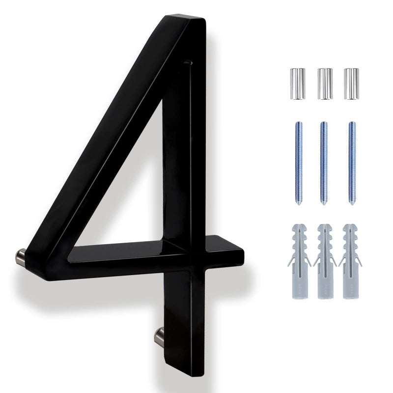 Ajmyonsp 5 Inch House Numbers For Outside Metal Modern Floating House Numbers Garden Door Mailboxs Decor Number With Nail Kit Visibilities Signage (Black 4) - Image 1