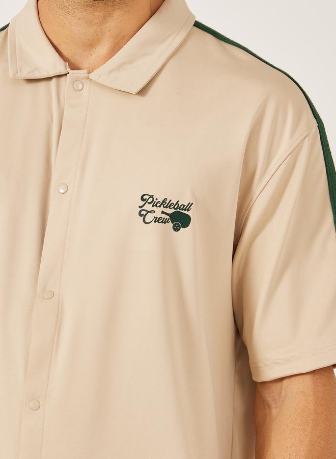 Styli Embroidered Oversized Shirt with Tape Detail - Image 3