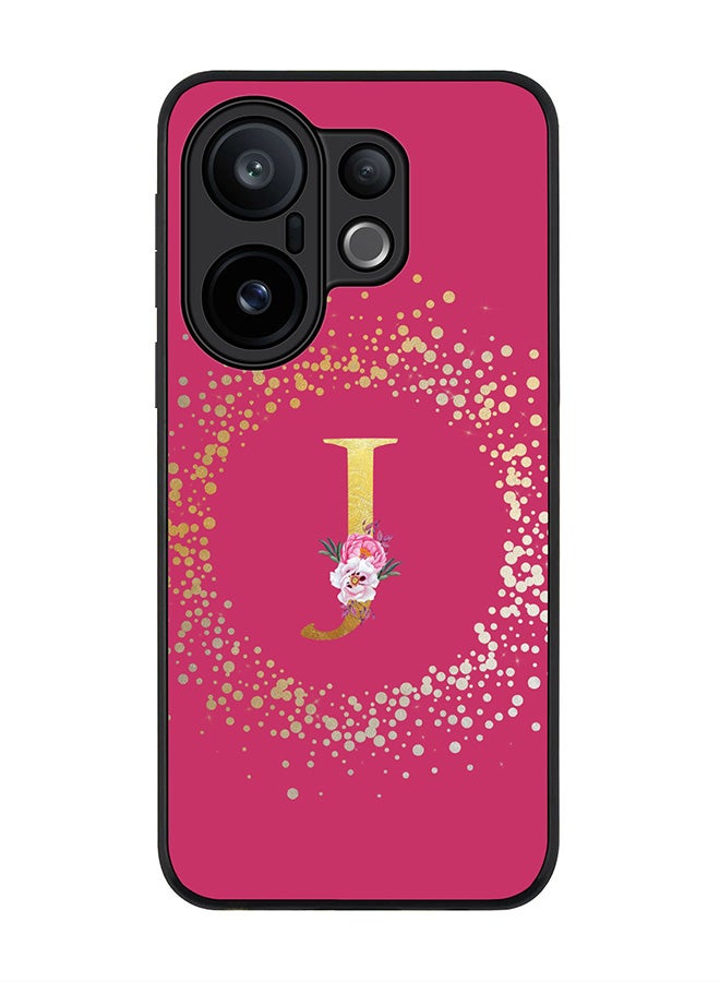 Stylizedd For vivo X200 FE / S30 Pro mini Case,Slim fit Camera Protection, Shockproof Thin Phone cover  - Custom Monogram Floral - J ( Deep Pink )