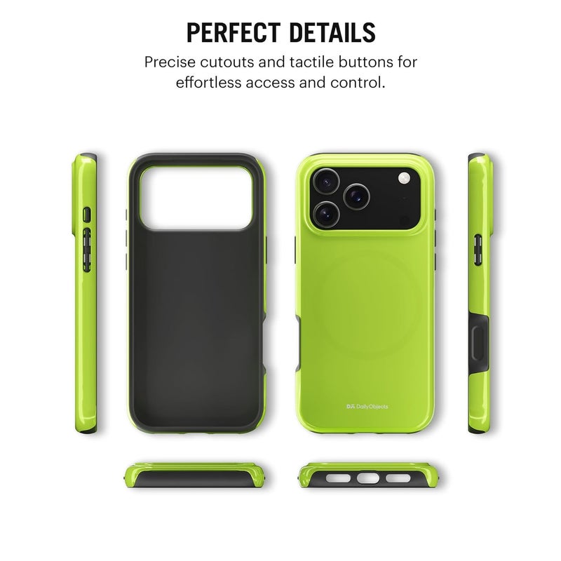 Daily Objects Enamel Bumper MagSafe Case for iPhone 17 Pro Compatible with Mag-Safe Wireless Charging | Lime Hybrid Magnetic Back Cover - Image 5