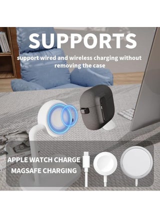 For AirPods 4 Case,Support Wireless Charging, Drop Protection Cover with Magnetic Lid Lock, Hybrid Case- Grey（With cleaning tools） - view 5