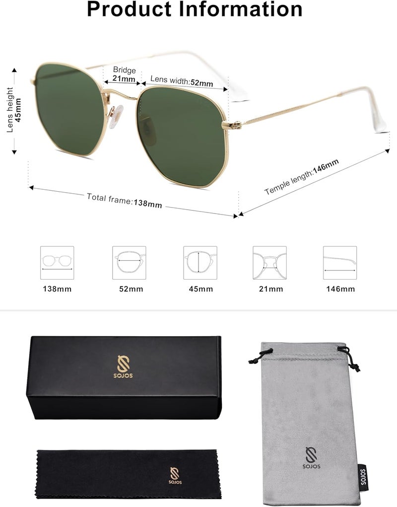 Sojos Square Polarized Sunglasses for Women Men Small Hexagonal Polygon Shades SJ1072 - Image 5