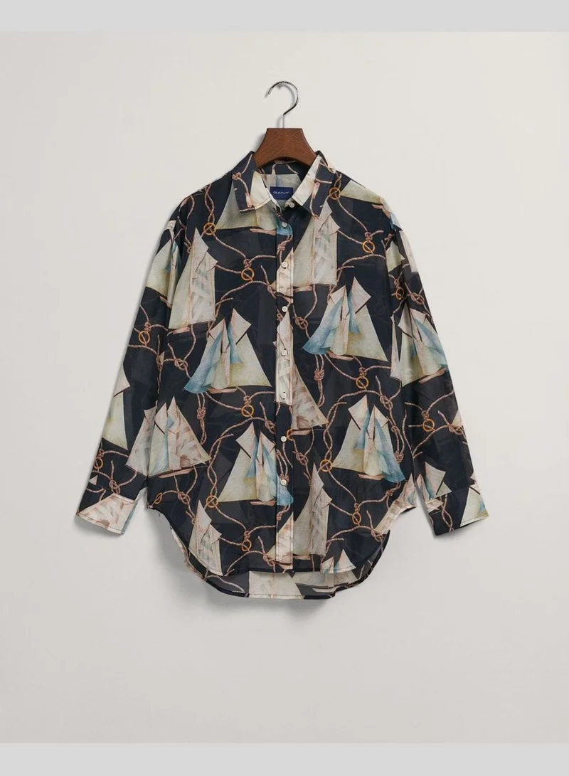 غانت GANT Relaxed Fit Saling Print Cotton Silk Shirt