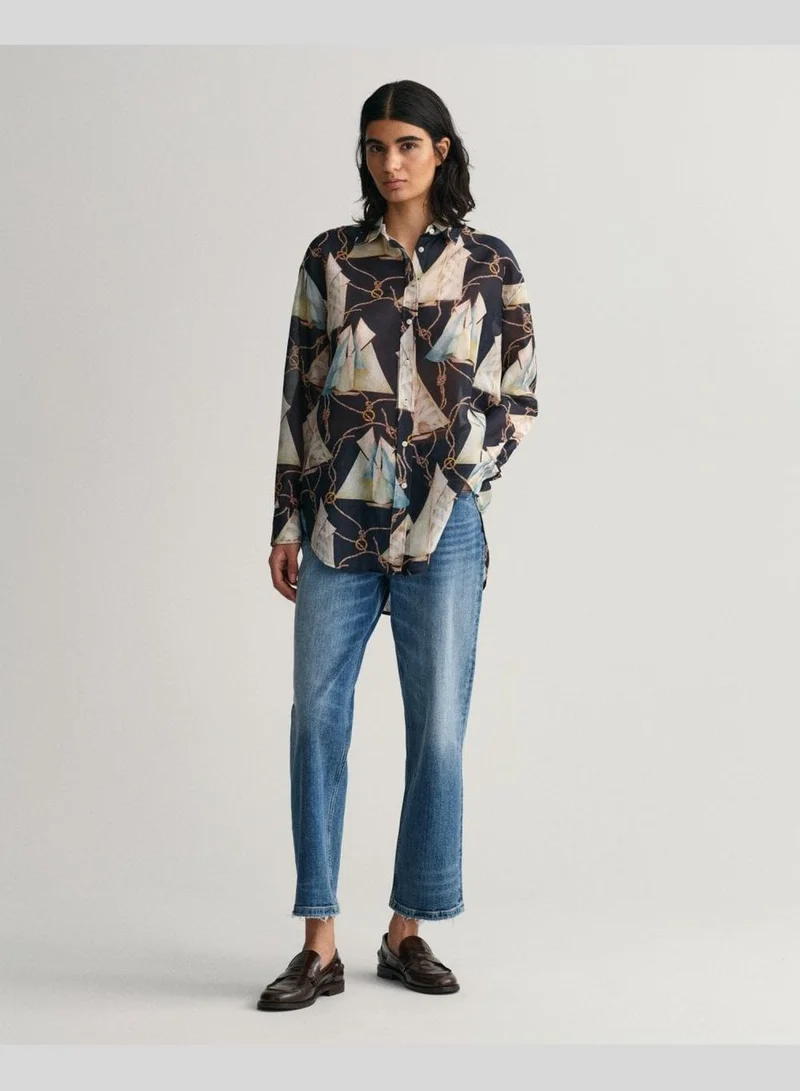 غانت GANT Relaxed Fit Saling Print Cotton Silk Shirt