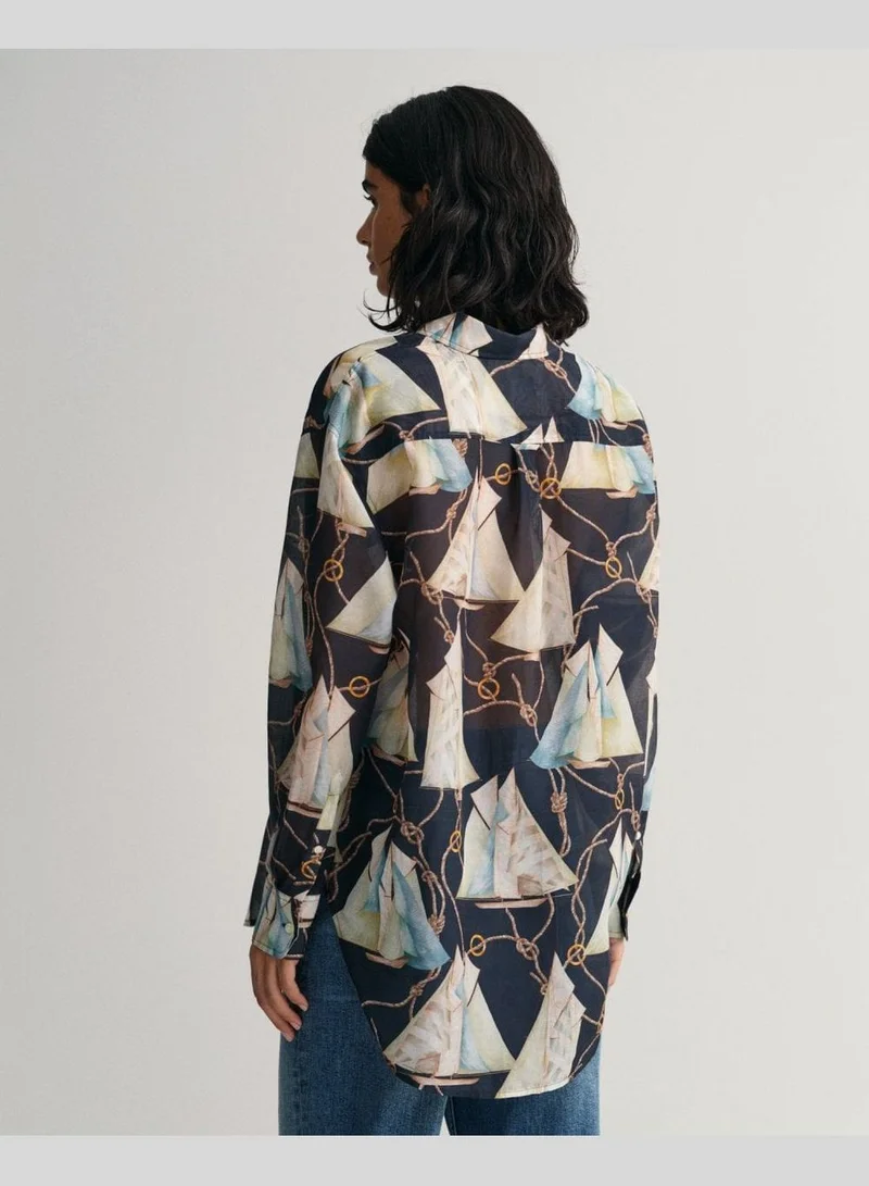 غانت GANT Relaxed Fit Saling Print Cotton Silk Shirt