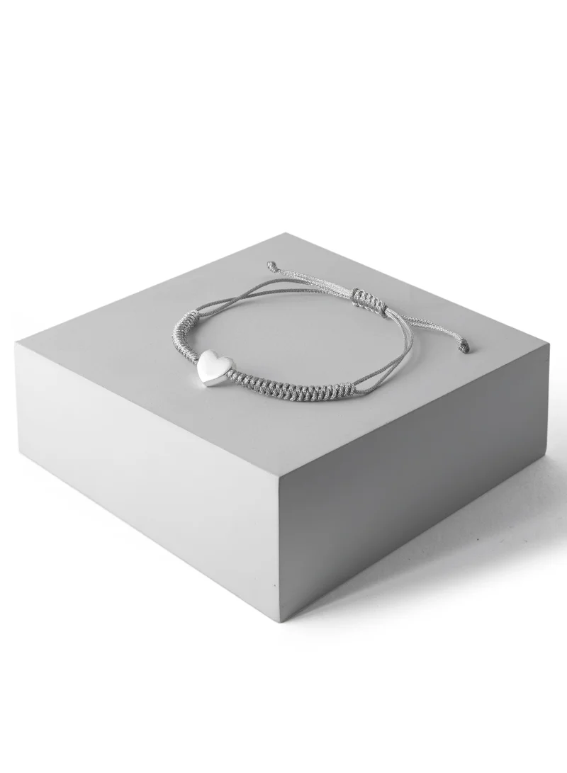 Minza  Minza ” Heart ” Pure 925 Sterling Silver, Handmade Bracelet for Women, Woven & Braided Bracelet, 1.700 grams of Silver, Jewelry for Casual & Special Occasion for Women | Best Price UAE