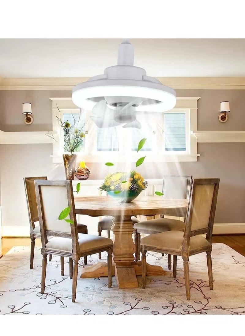 E27 Ceiling Fan With Led Light and Remote Control,360 ° Rotation Modern Led Ceiling Fan, Socket Fan Light For Kitchen Bathroom Bedroom Home Office