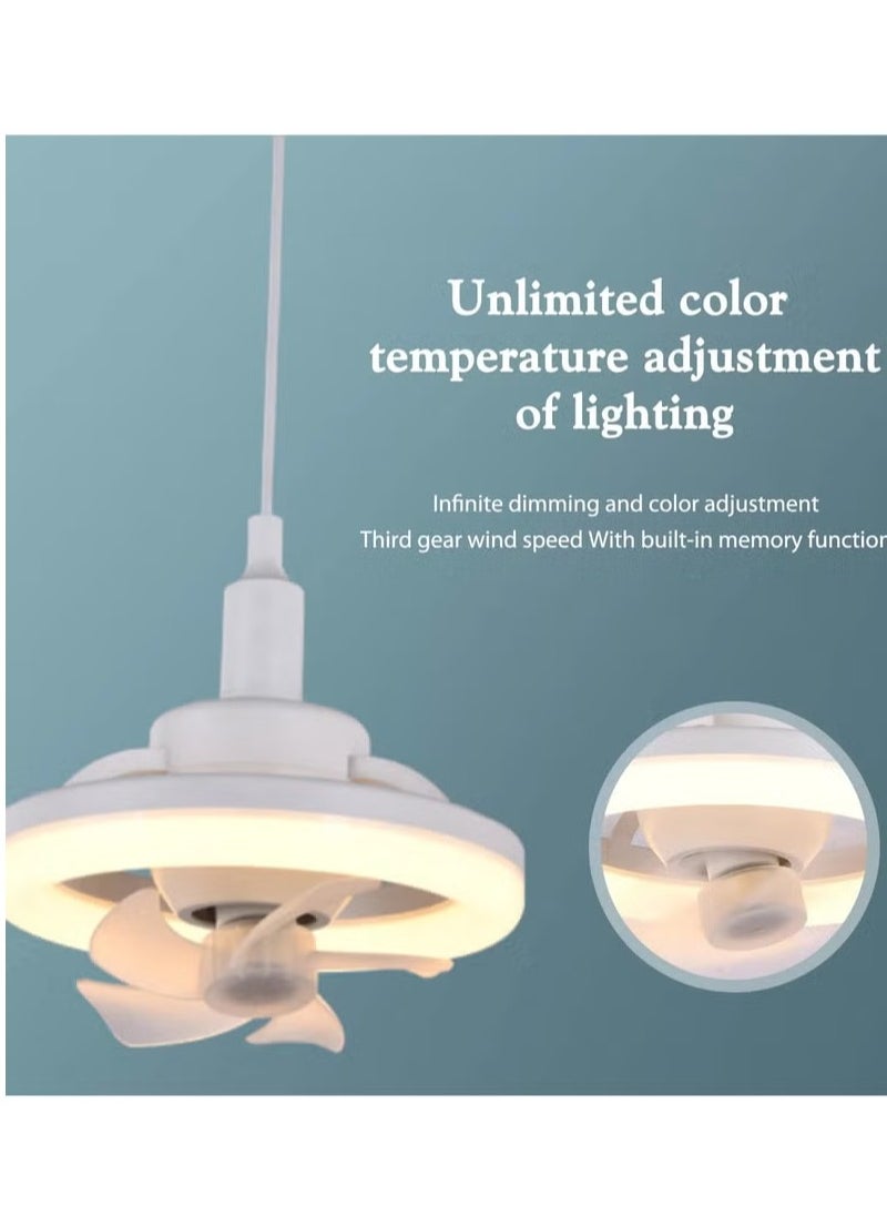 E27 Ceiling Fan With Led Light and Remote Control,360 ° Rotation Modern Led Ceiling Fan, Socket Fan Light For Kitchen Bathroom Bedroom Home Office