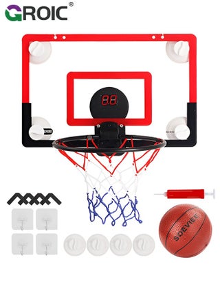 Mini Basketball Hoop with LED Light Electronic Scoreboard, 15.7" X 10.2" - Small Basketball Hoop with 1 Ball, Door/Wall Mounted Basketball Hoops Indoor Outdoor for Kids - Red - pzsku/Z3AECE679A9071D1616E9Z/45/_/1731032389/412f6546-23c0-4e94-9b5c-7e4a30be7301