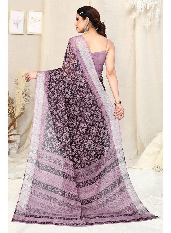 MIRCHI FASHION MIRCHI FASHION Women Chiffon Georgette Floral Printed Saree with Blouse Piece (38824-Black, Wine)  - Image 3