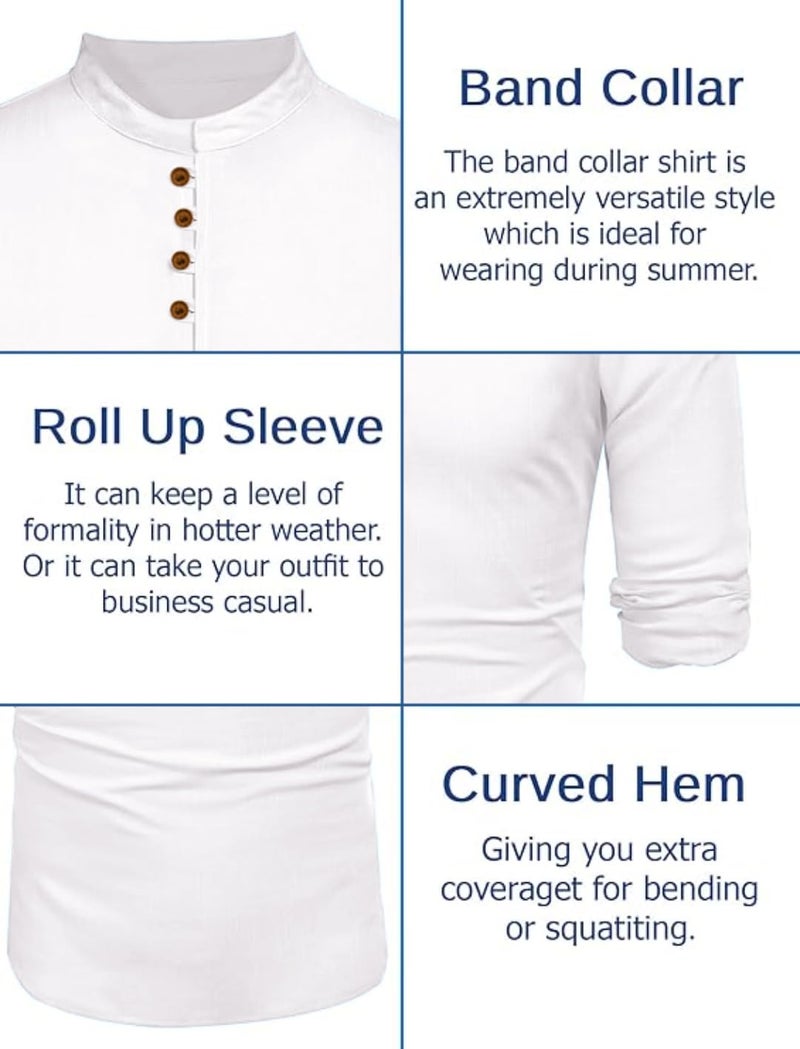 Macsivo Men's Stylish Mandarin Collar Kurta | Casual Ethnic Fusion Shirt for Daily, Party & Travel | Full Sleeves | Cotton Blend Comfort Fit Short Kurta White - Image 4