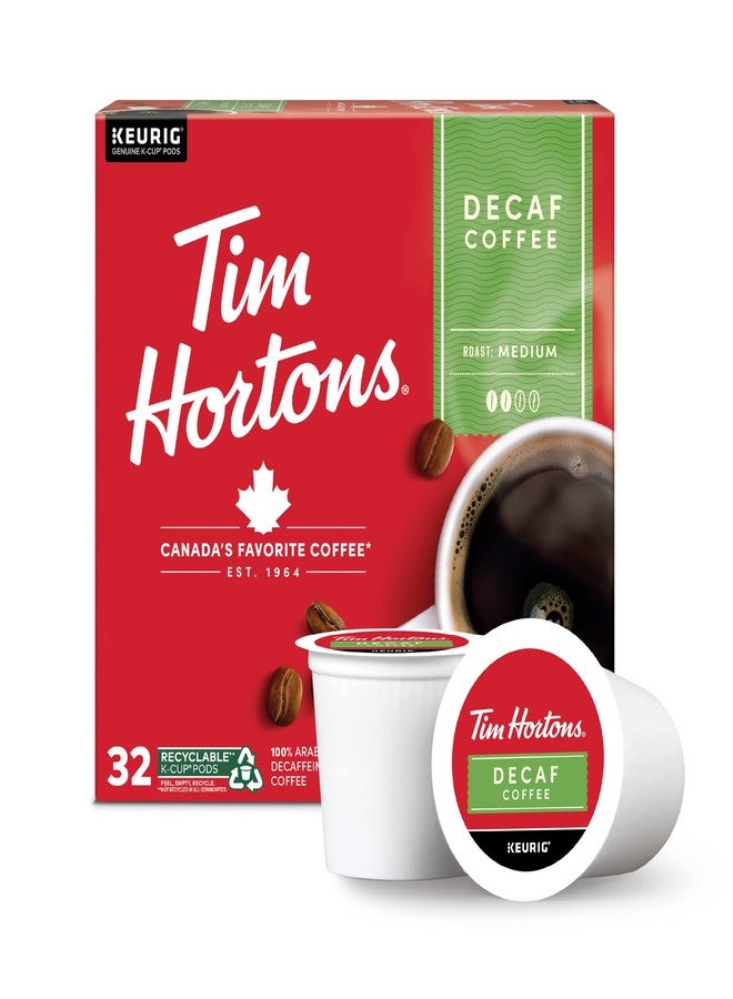 Tim Hortons Decaf, Medium Roast Coffee, Single-Serve K-Cup Pods Compatible with Keurig Brewers, 32ct K-Cups, Red - Image 1