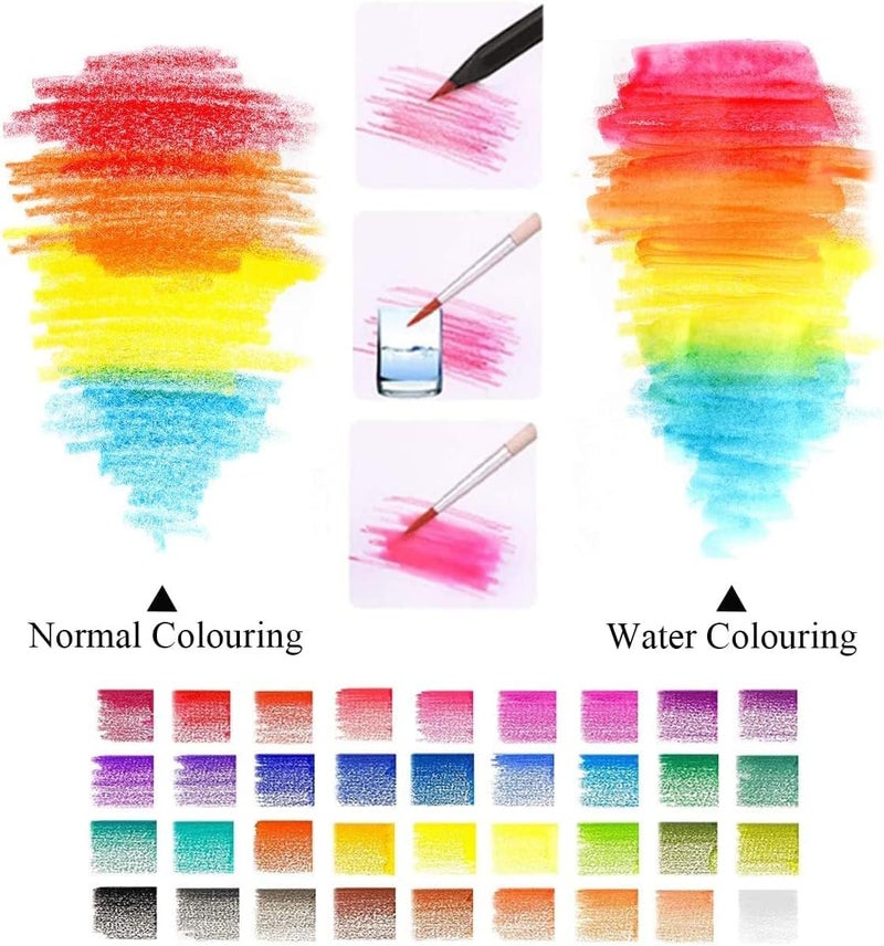 KASTWAVE 36 Colouring Pencils Set, Oil-Based Water-Soluble Drawing Pencils for Kids & Adults, No Wax, Pre-Sharpened Sketching, Doodling & Painting Art Pencils with Portable Case - Image 4