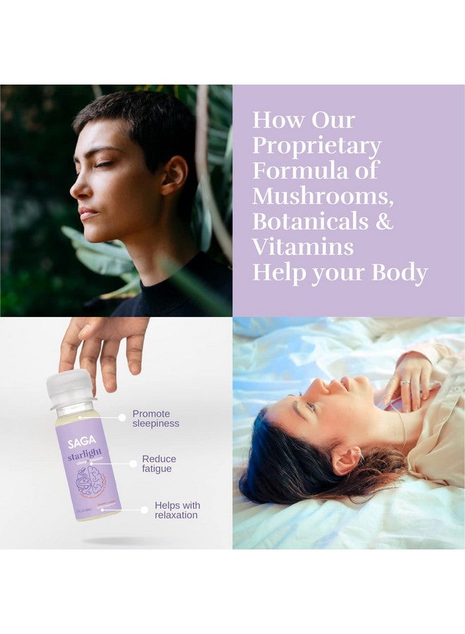 SAGA Starlight Mushroom Sleep Wellness Shots Functional Beverage For Relaxation Calm  Sleep Support With Ashwagandha Reishi Mushrooms Valerian Root Vegan Chamomile Lavender 6 Pack - Image 3