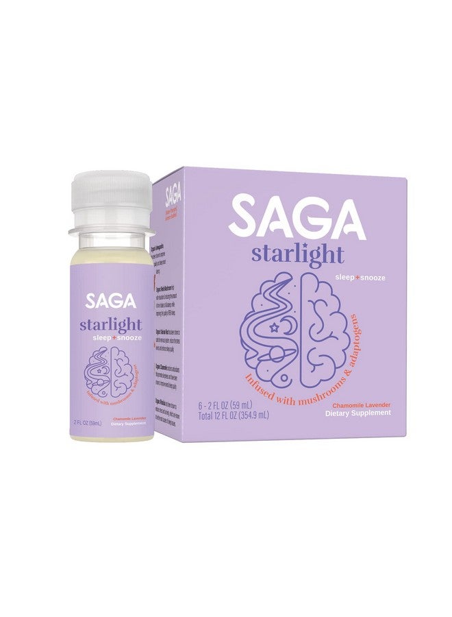 SAGA Starlight Mushroom Sleep Wellness Shots Functional Beverage For Relaxation Calm  Sleep Support With Ashwagandha Reishi Mushrooms Valerian Root Vegan Chamomile Lavender 6 Pack - Image 2