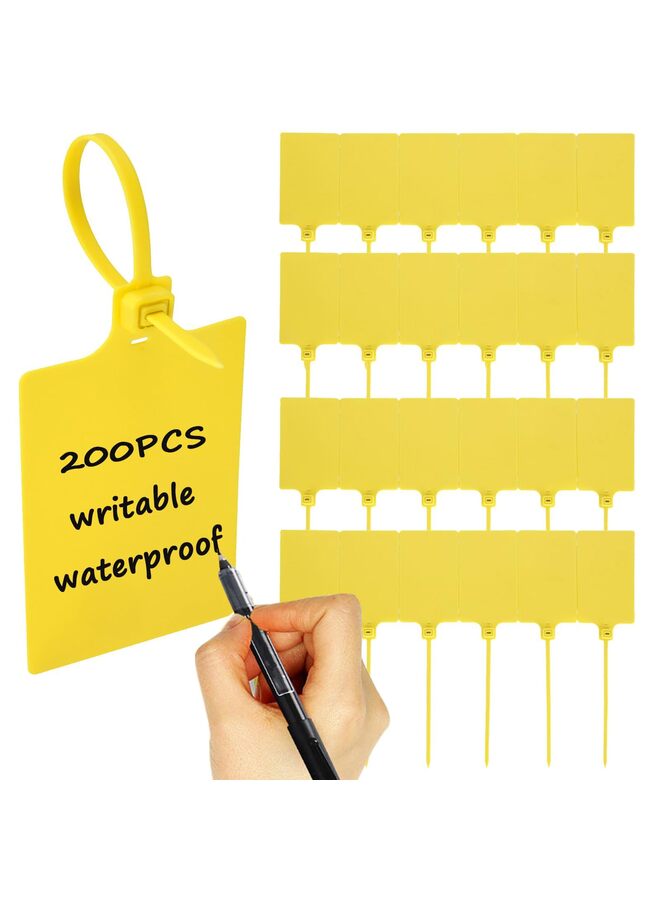 (50 Pieces) Plastic Tags with Marker Pens and Sticker Labels, Self Locking Bag Tags Writable Tags with Wire Cable Ties for Luggage (Color : Yellow) - Image 4