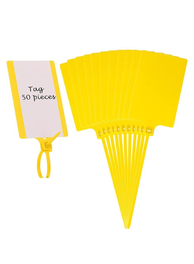 (50 Pieces) Plastic Tags with Marker Pens and Sticker Labels, Self Locking Bag Tags Writable Tags with Wire Cable Ties for Luggage (Color : Yellow) - Image 1