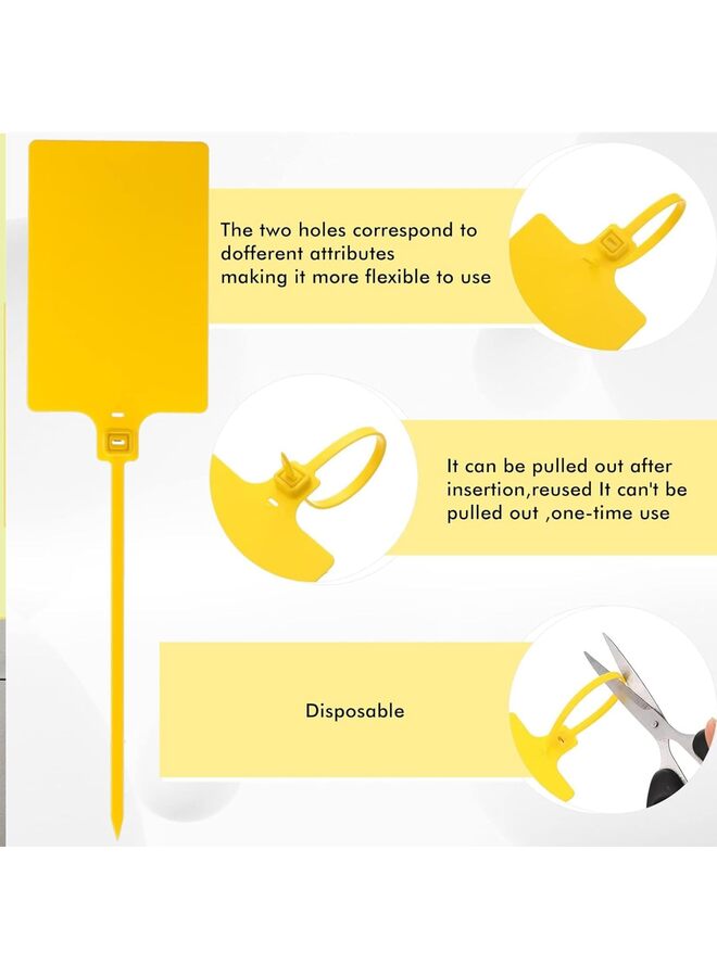 (50 Pieces) Plastic Tags with Marker Pens and Sticker Labels, Self Locking Bag Tags Writable Tags with Wire Cable Ties for Luggage (Color : Yellow) - Image 2