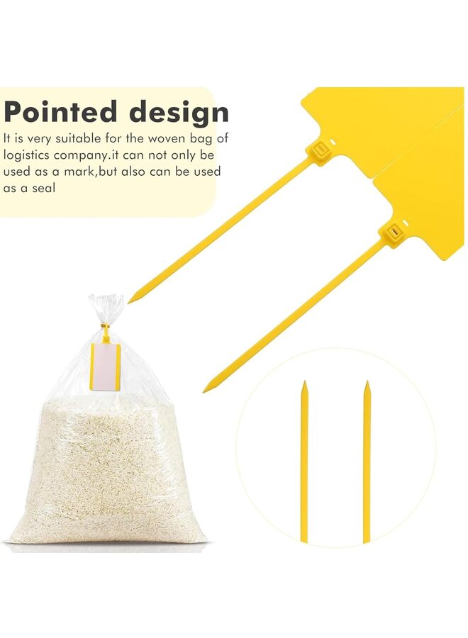 (50 Pieces) Plastic Tags with Marker Pens and Sticker Labels, Self Locking Bag Tags Writable Tags with Wire Cable Ties for Luggage (Color : Yellow) - Image 3