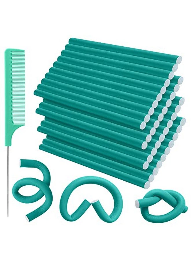 Rainmae 40Pcs Flexible Curling Rods 0.47“X9.45" Hair Twist Flexi Rods Hair Curlers Set Twist Foam Hair Rollers With 1 Pintail Rat Tail Comb No Heat Hair Curlers Rollers For Short Long Hair(Colors Random)  - Image 1