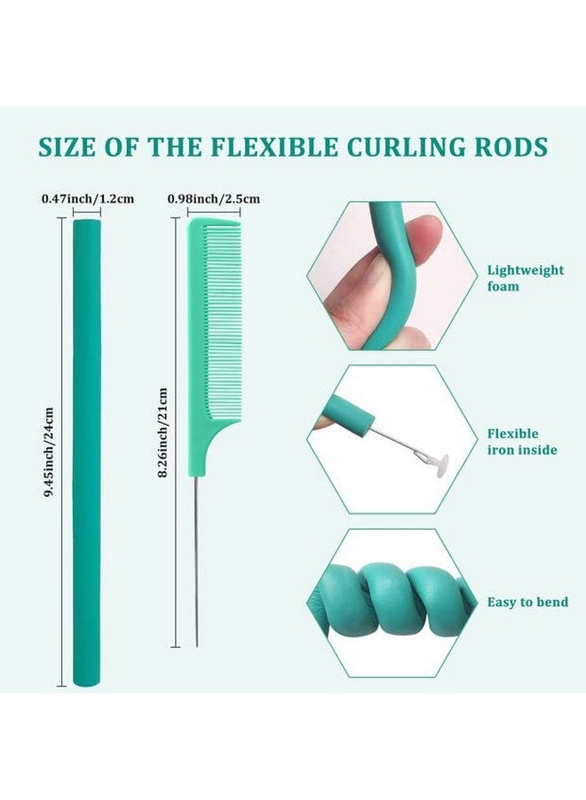 Rainmae 40Pcs Flexible Curling Rods 0.47“X9.45" Hair Twist Flexi Rods Hair Curlers Set Twist Foam Hair Rollers With 1 Pintail Rat Tail Comb No Heat Hair Curlers Rollers For Short Long Hair(Colors Random)  - Image 3