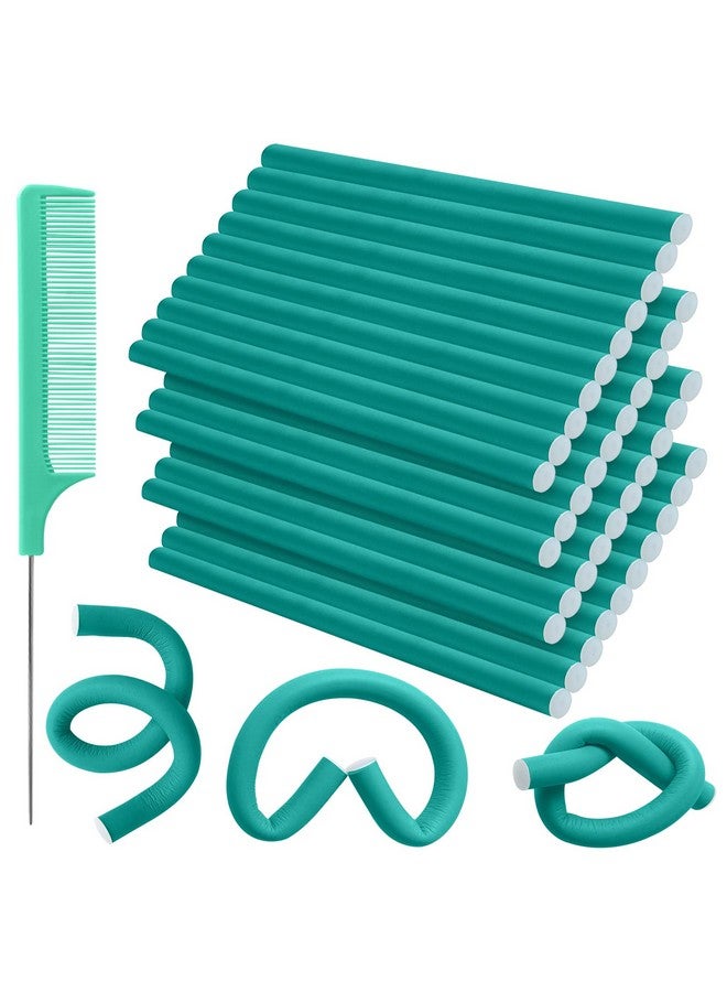 Rainmae 40Pcs Flexible Curling Rods 0.47“X9.45" Hair Twist Flexi Rods Hair Curlers Set Twist Foam Hair Rollers With 1 Pintail Rat Tail Comb No Heat Hair Curlers Rollers For Short Long Hair(Colors Random)  - Image 2