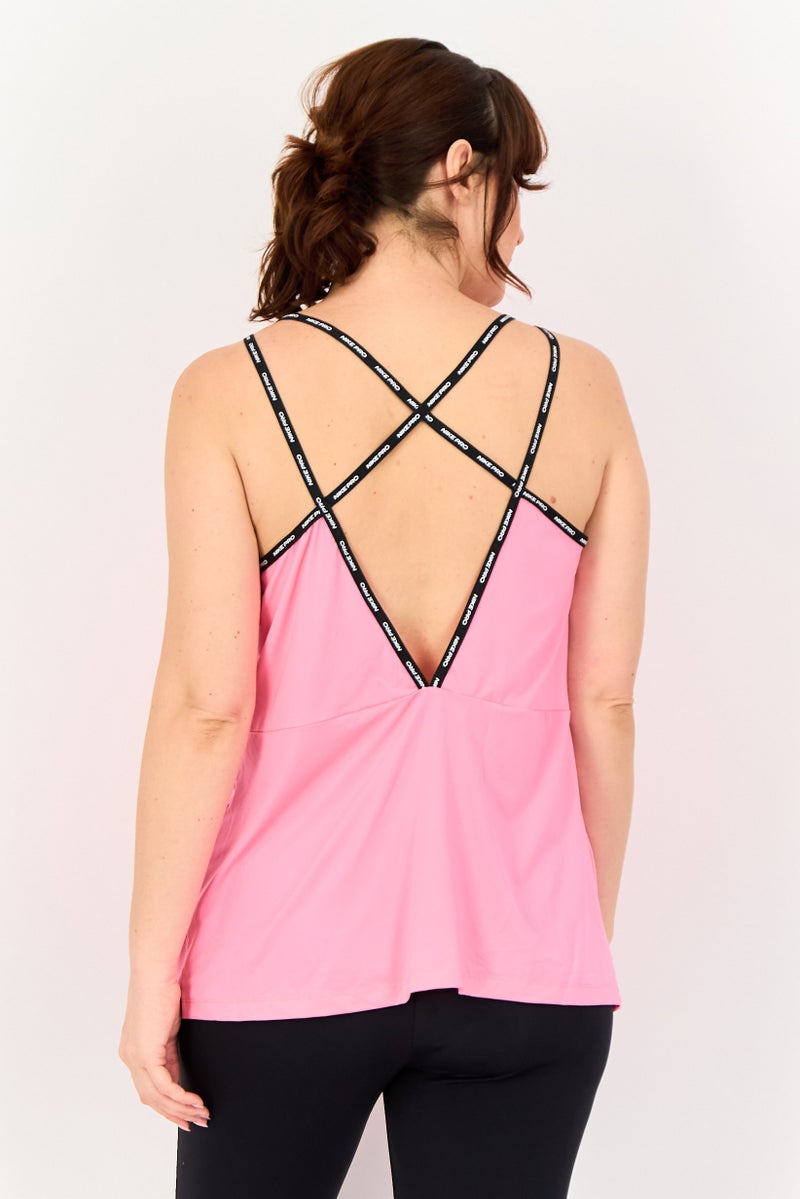 Nike تي شيرت تدريب بدون أكمام للنساء بتقنية دري فيت، وردي - Image 3