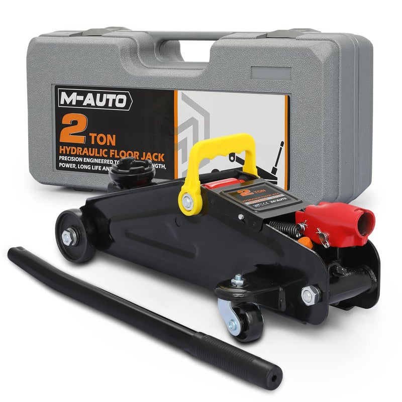 MAUTO Hydraulic Trolley Jack Car Lift with Carrying Storage Case Fast Lift Garage Floor Jack 2 Ton 4000 lb Capacity Handy and Easy Storage Red