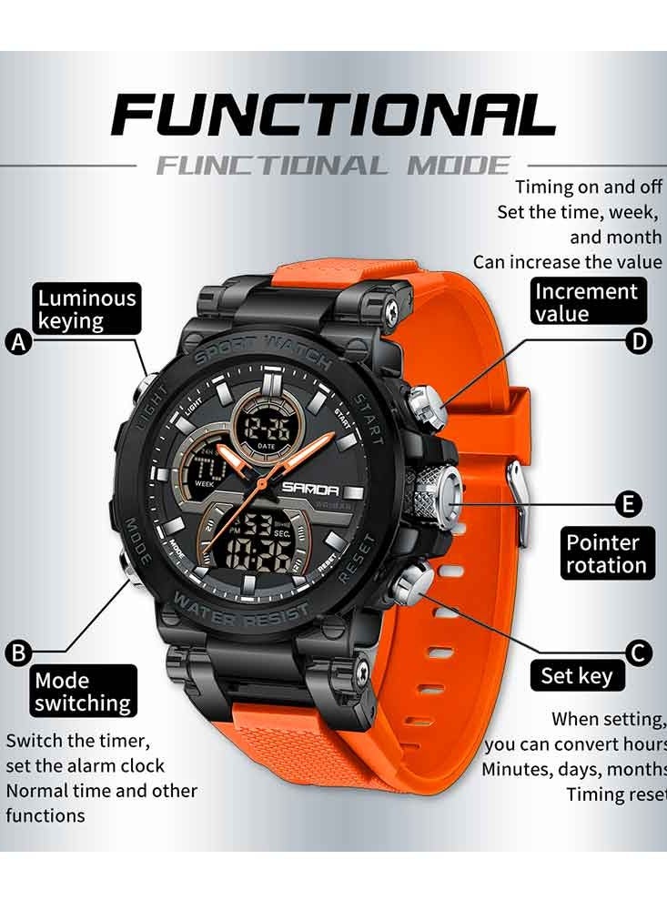 Sanda Fashion Men's Electronic Watch Personalized Sports Multi functional Waterproof Night Light Men's Electronic Watch - Image 3