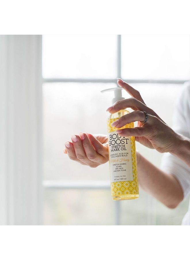Body Boost زيت الحليب والعسل لعلامات التمدد 8 أونصات - يعالج علامات التمدد والندوب - آمن أثناء الحمل والرضاعة - Image 4