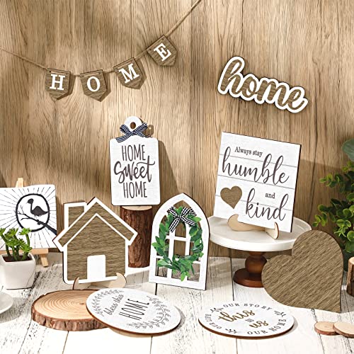 Maitys 10 Pcs Farmhouse Tiered Tray Decor Set Farmhouse Rustic Decor This Is Us Home Sweet Home Wooden Sign Rustic Ornaments for Kitchen Table Shelf Housewarming Gift - Image 3