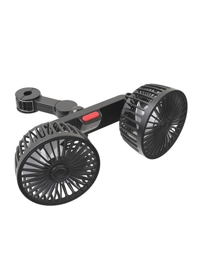 3-Speeds Car Fan 360° Adjustable USB Back Row Dual Head 10W - Image 1