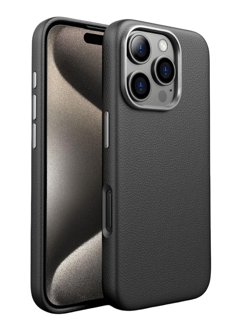 iPhone 16pro max ,with Metal Camera Protection Compatible with Handmade Genuine Italian Leather Ultra Thin Non-Slipping Scratch Free Case (orange)  - Image 3