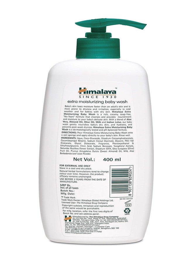 Himalaya Extra Moisturizing Baby Wash, 400 ml & Himalaya Nourishing Skin Cream, 200ml - Image 2