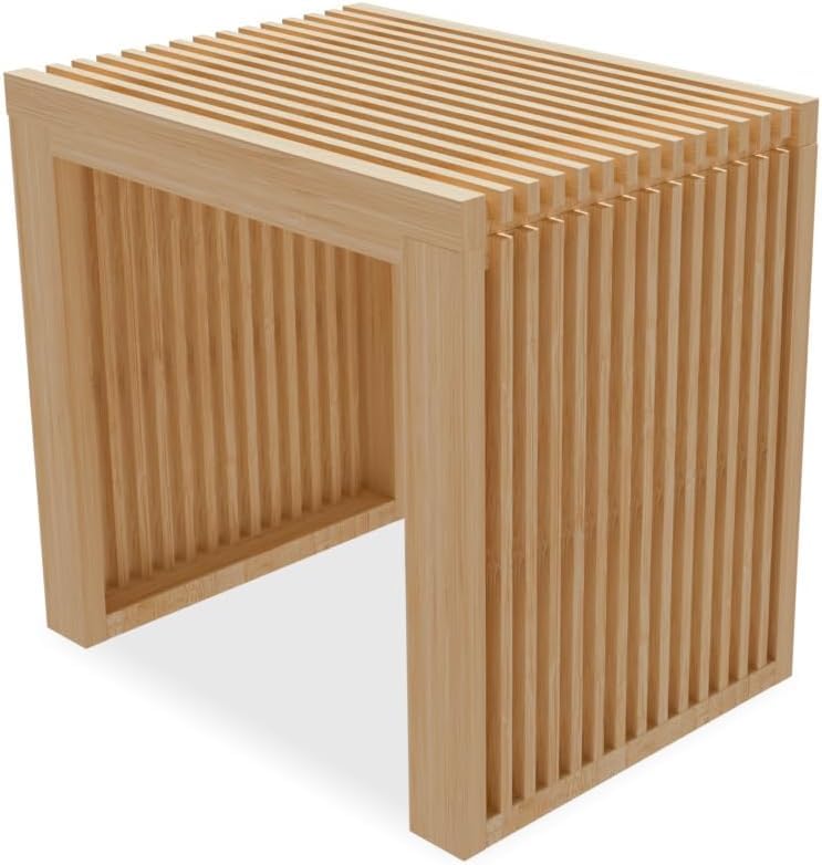 APRTAT Small Bamboo Dining Bench, 17inch Farmhouse Decor Indoor Kitchen Table Bench, Entryway Shoe Rack Bench, Outdoor Bench, Solid Bamboo Benches for Living Room, Hallway, Bedroom, Bathroom - Image 1
