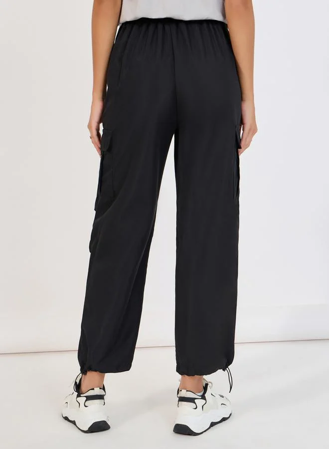 Styli Styli Relaxed Fit Cargo Pants with Toggle Cuff