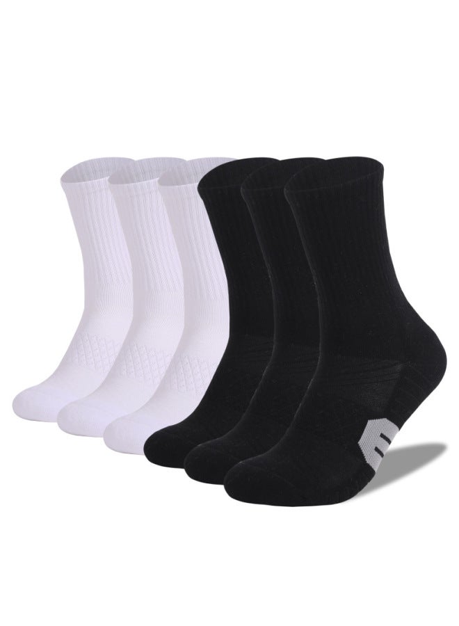 Two Wolf Solid Color Casual Outdoor Mid-Calf Sports Socks Thickened Towel Bottom Sweat-Absorbent Deodorant Running Socks