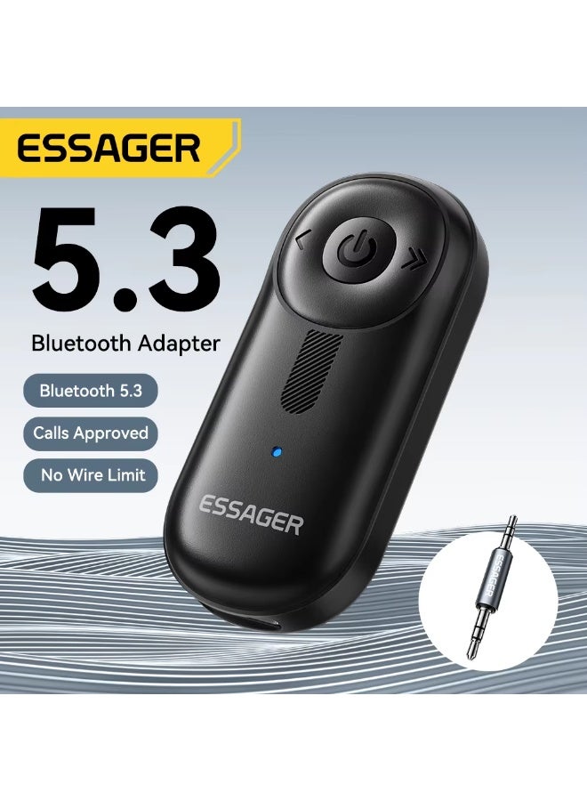 ايساجر محول بلوتوث Essager 5.3 مزود بمنافذ AUX مقاس 3.5 ملم لأجهزة استقبال الصوت والموسيقى، ومكبرات صوت السيارة، وسماعات الرأس، والأجهزة اللوحية، وأجهزة الكمبيوتر المحمولة، وأجهزة استقبال بلوتوث للسيارة. - Image 1
