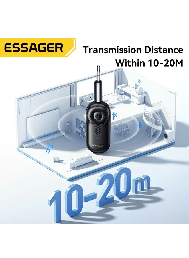 ايساجر محول بلوتوث Essager 5.3 مزود بمنافذ AUX مقاس 3.5 ملم لأجهزة استقبال الصوت والموسيقى، ومكبرات صوت السيارة، وسماعات الرأس، والأجهزة اللوحية، وأجهزة الكمبيوتر المحمولة، وأجهزة استقبال بلوتوث للسيارة. - Image 5