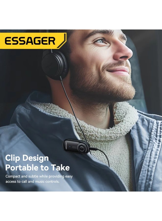 ايساجر محول بلوتوث Essager 5.3 مزود بمنافذ AUX مقاس 3.5 ملم لأجهزة استقبال الصوت والموسيقى، ومكبرات صوت السيارة، وسماعات الرأس، والأجهزة اللوحية، وأجهزة الكمبيوتر المحمولة، وأجهزة استقبال بلوتوث للسيارة. - Image 4
