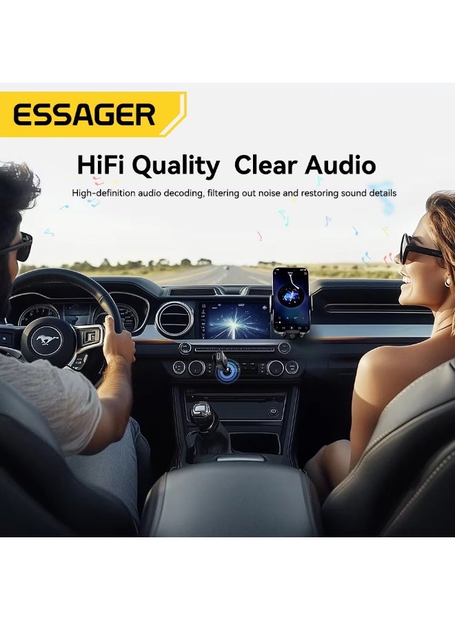 ايساجر محول بلوتوث Essager 5.3 مزود بمنافذ AUX مقاس 3.5 ملم لأجهزة استقبال الصوت والموسيقى، ومكبرات صوت السيارة، وسماعات الرأس، والأجهزة اللوحية، وأجهزة الكمبيوتر المحمولة، وأجهزة استقبال بلوتوث للسيارة. - Image 2