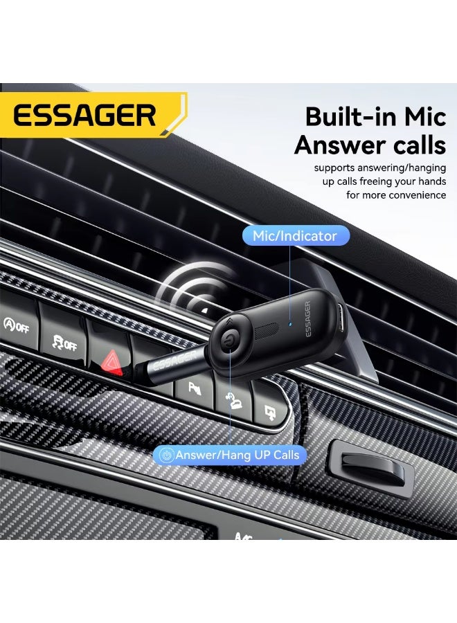 ايساجر محول بلوتوث Essager 5.3 مزود بمنافذ AUX مقاس 3.5 ملم لأجهزة استقبال الصوت والموسيقى، ومكبرات صوت السيارة، وسماعات الرأس، والأجهزة اللوحية، وأجهزة الكمبيوتر المحمولة، وأجهزة استقبال بلوتوث للسيارة. - Image 3