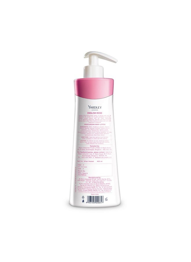 Yardley London English Rose Moisturizing Body Lotion With Germ Shield| Infused With Rose & Geranium Oil| Daily Use Hand & Body Lotion With Vitamin C & B3 For Women| 350+50Ml  - Image 3