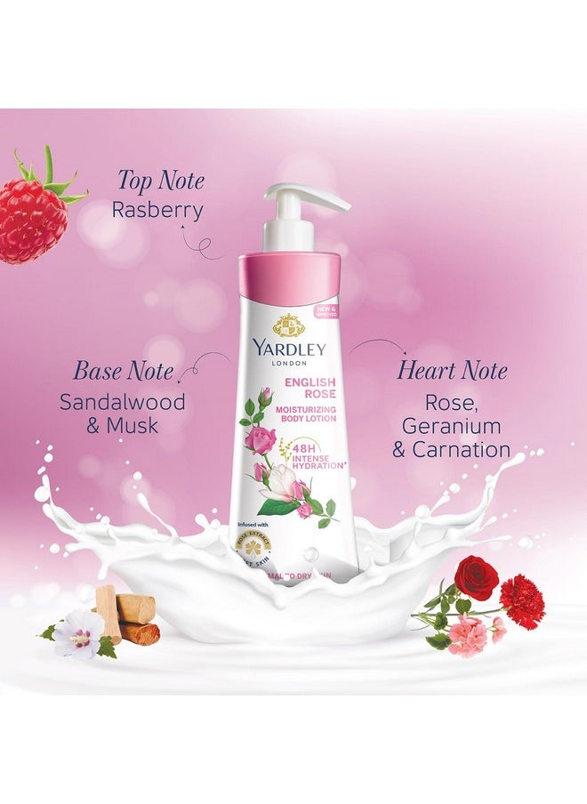Yardley London English Rose Moisturizing Body Lotion With Germ Shield| Infused With Rose & Geranium Oil| Daily Use Hand & Body Lotion With Vitamin C & B3 For Women| 350+50Ml  - Image 5